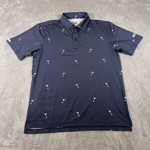 Straight Down Martini‎ Golf Polo Shirt Mens Sz Medium Blue Embroidered